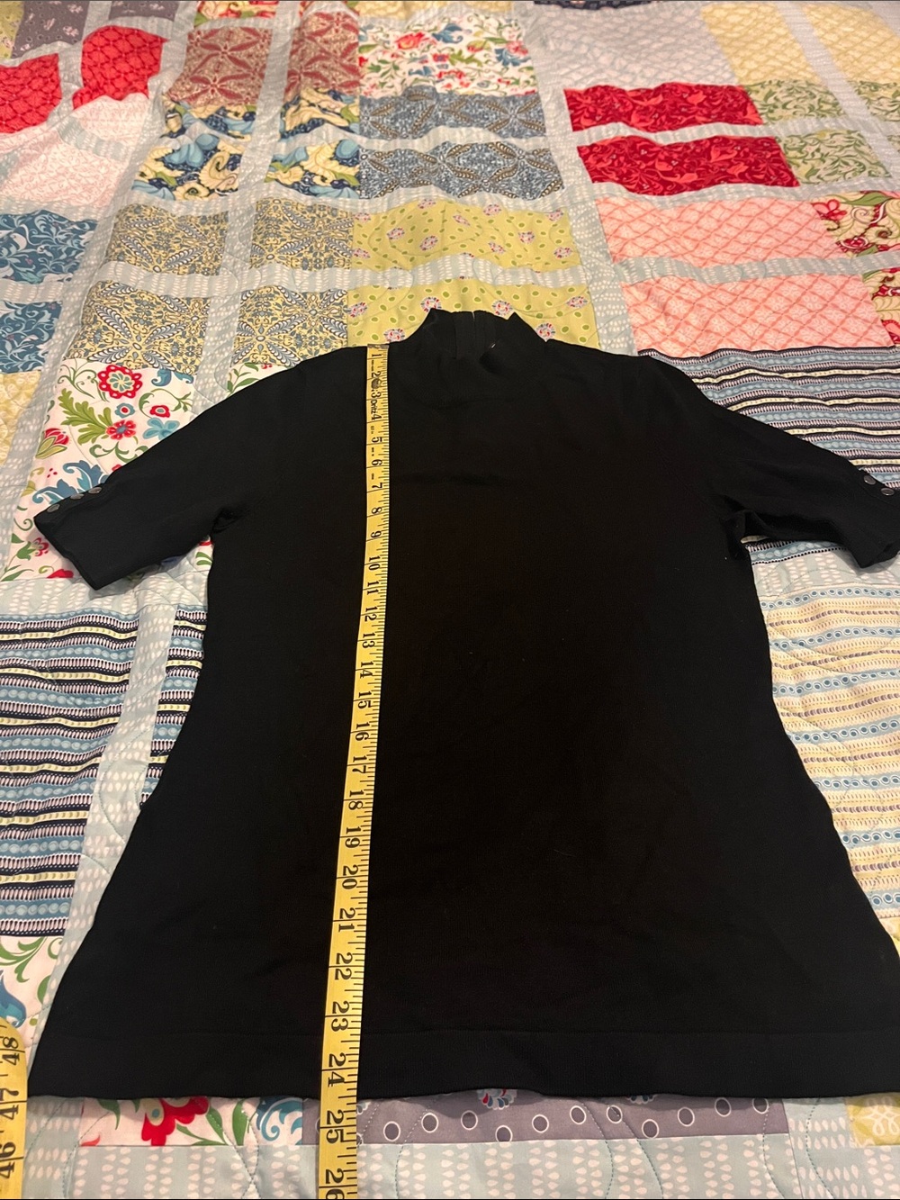 White House Black Market Black Short-Sleeve Mock Neck Sweater